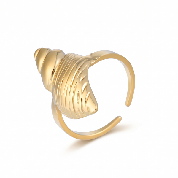 The Conch – 18K Gold Spiral Shell Ring