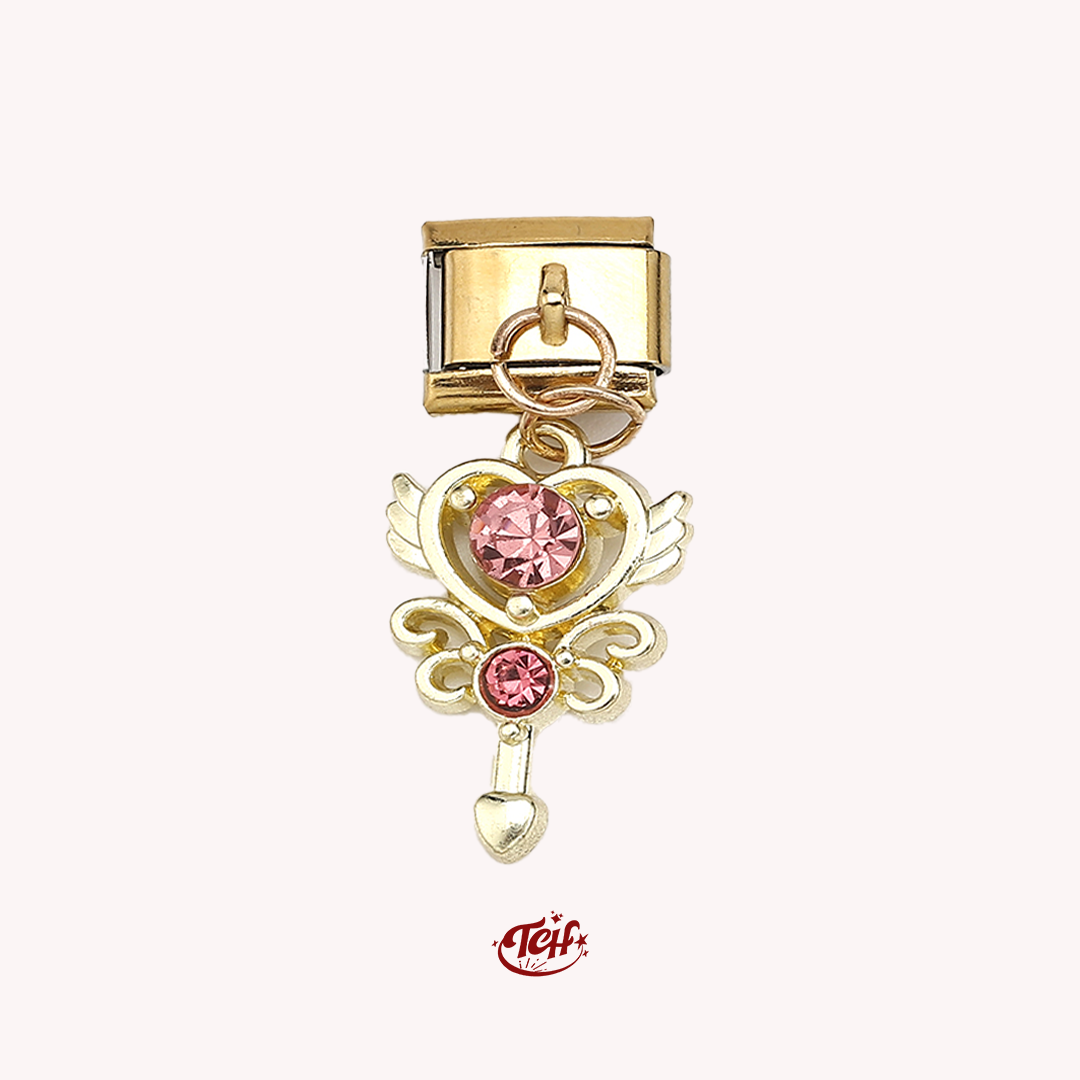 The Pink Heart Pendant Charm | Gold
