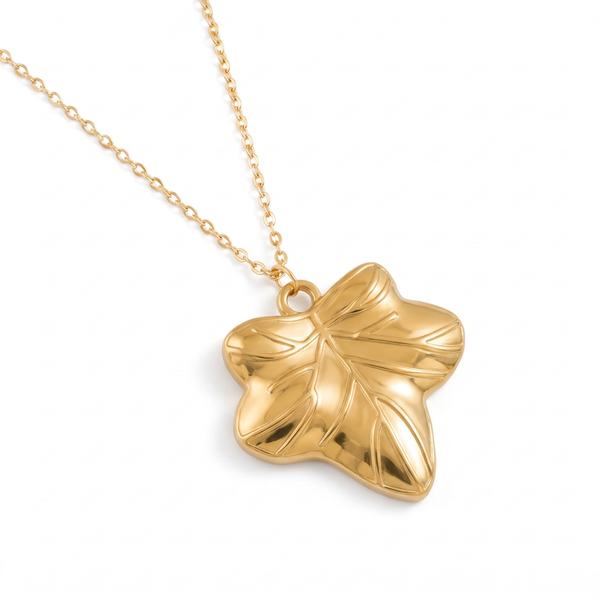 The Sculptured Leaf Gold Pendant Necklace
