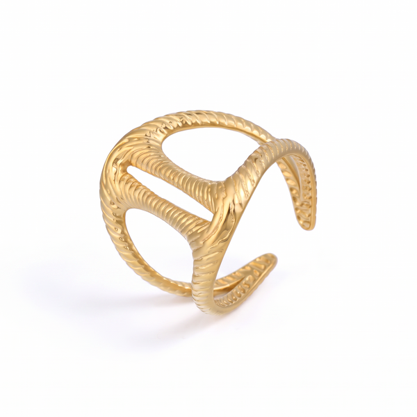 The Geometry – 18K Gold Sculptural Cuff Ring