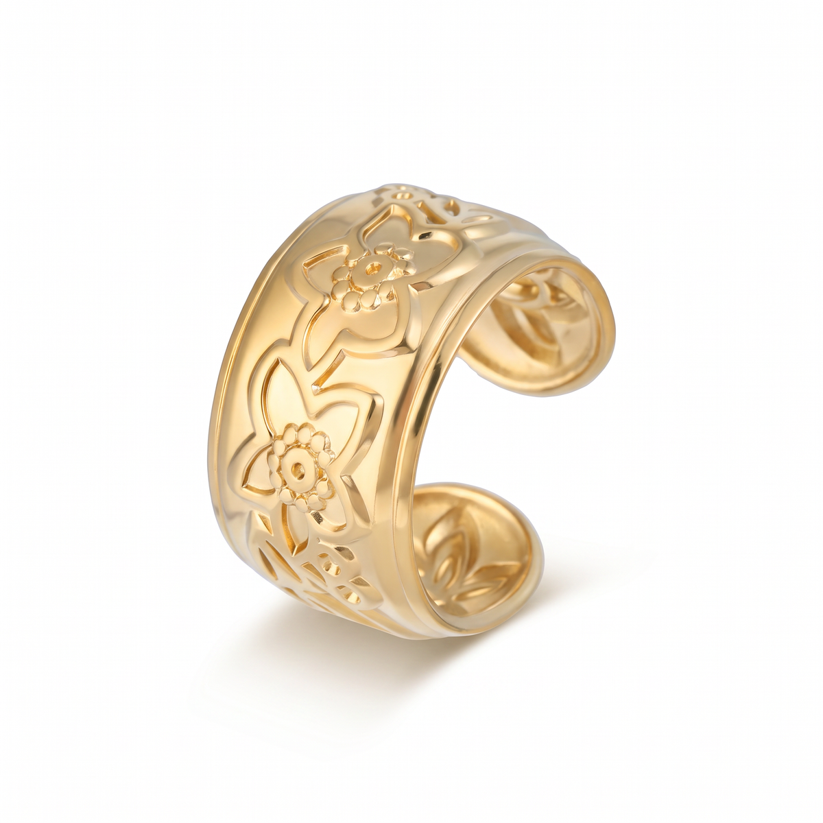 The Bloom – 18K Gold Floral Cuff Ring