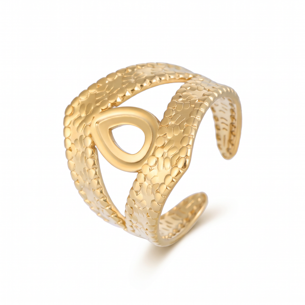 The Infinity – 18K Gold Textured Cuff Ring