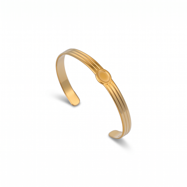 The Grace – 18K Gold Striped Bangle Bracelet