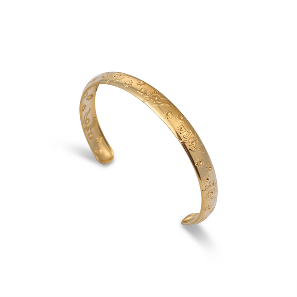 The Cosmos – 18K Gold Celestial Bangle Bracelet