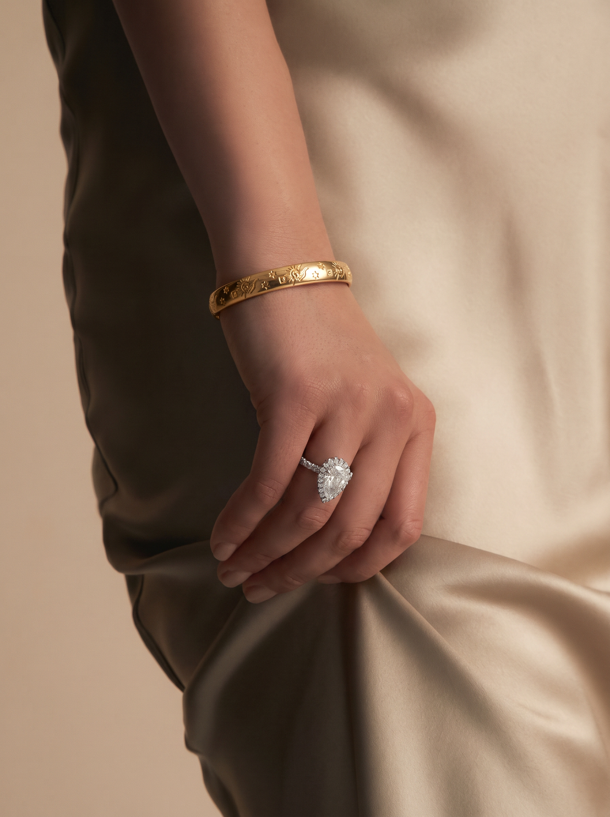 The Cosmos – 18K Gold Celestial Bangle Bracelet