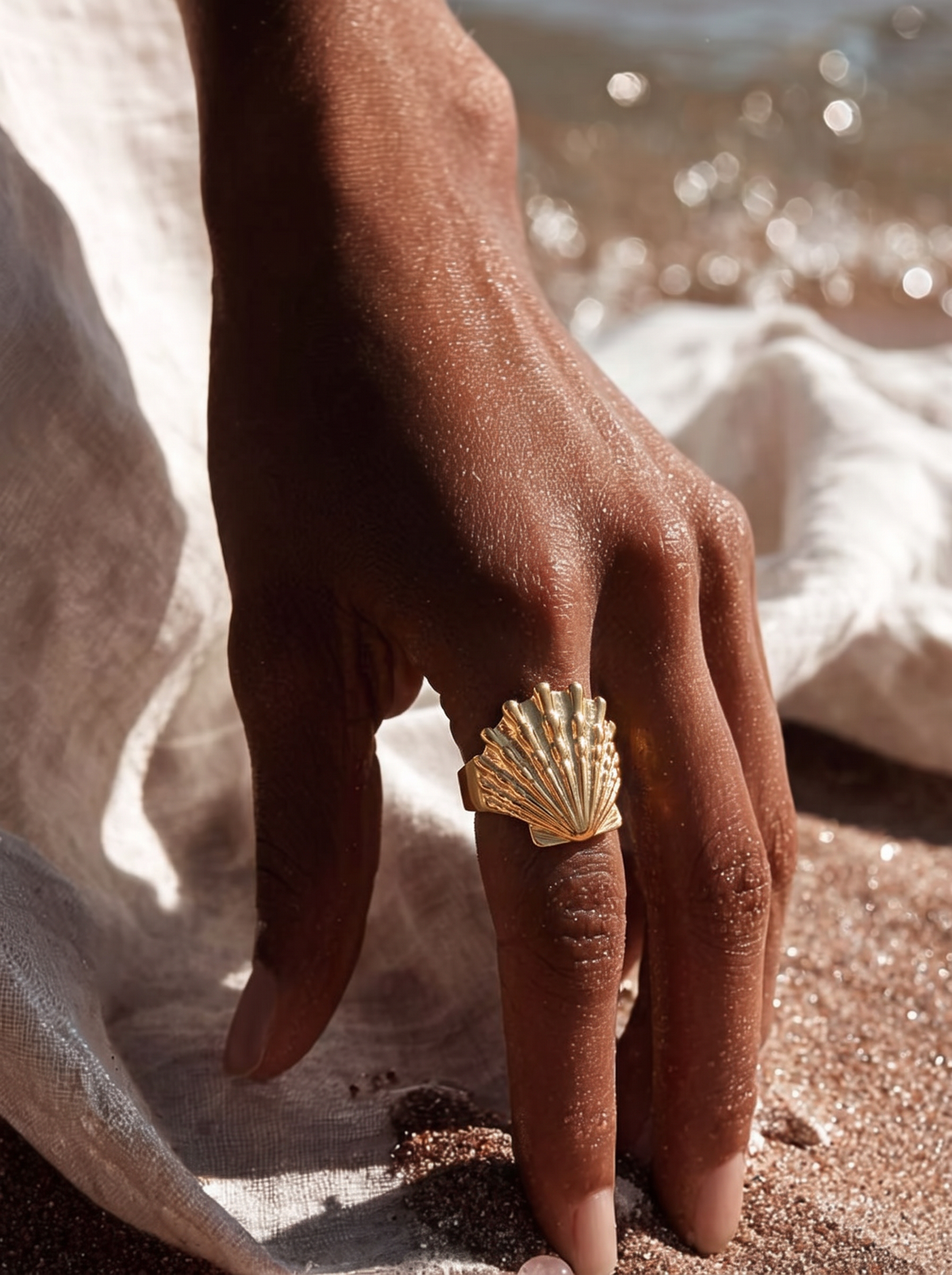 The Scallop – 18K Gold Shell Cuff Ring